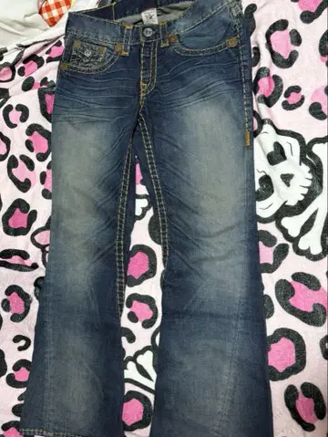 TRUE RELIGION 플레어 데님 데님 팬츠 네이비 새상품급