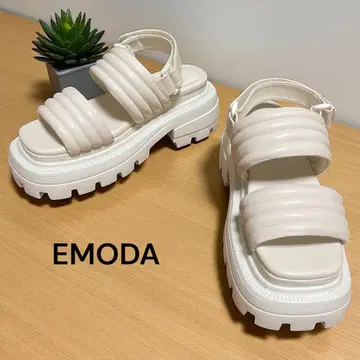 미사용 EMODA (에모다) 스티치 밴딩 샌들 (화이트) S