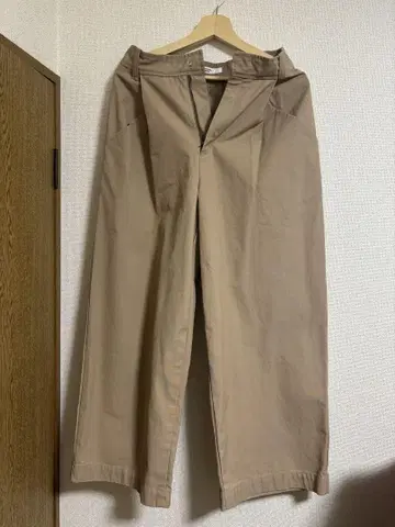 베이지 와이드 팬츠 코튼