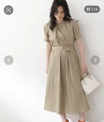 내추럴 뷰티 베이직 턱 칼라 허리 마크 원피스