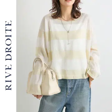 새상품 RIVE DROITE 섀도우 보더 니트 리브 드와 에크루