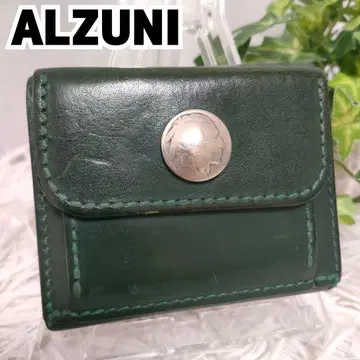 Alzuni 3단 폴더형 지갑 그린 실버 Alzuni 지갑 그린 가죽