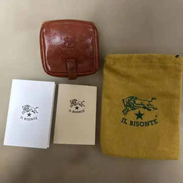 IL BISONTE 천연 가죽 코인 케이스 브라운