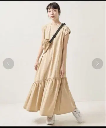 사우전드 마일 베이지 티셔츠 원피스 티어드 원피스
