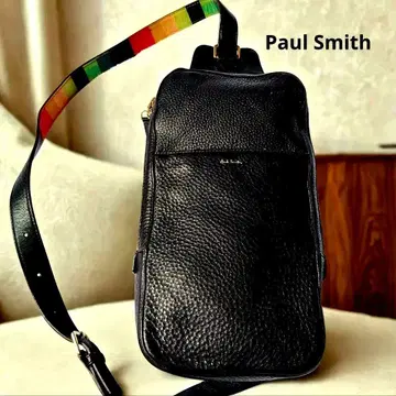 폴스미스 Paul Smith 바디백 블랙 가죽 끈 디자인