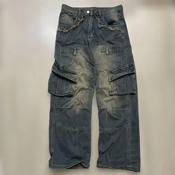 다크 블루 카고 데님 팬츠