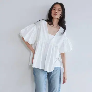 시루무린 코튼 캔 브릭 블라우스