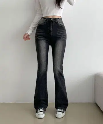 sona 플레어 데님 팬츠 다크 그레이 S 사이즈
