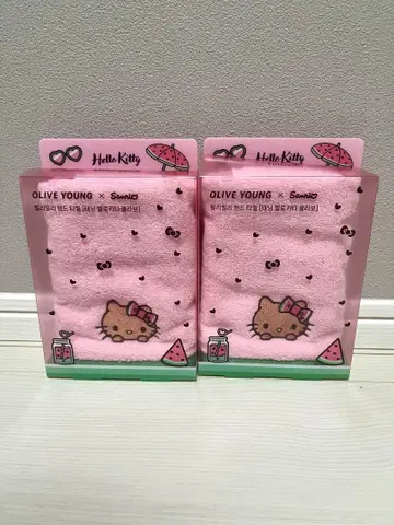 헬로키티 일광화상 키티 핸드 타월 올리브영 2개 한국 한정판