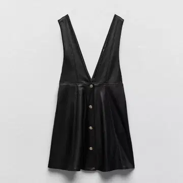 ZARA 자라 인조 가죽 오버롤 스커트 블랙 XS