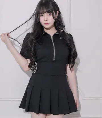 더블 라인 저지 미니 원피스 pium