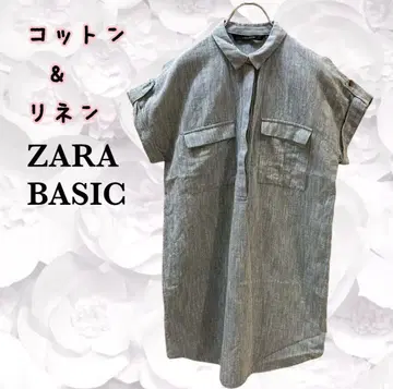 자라 베이직 'ZARA BASIC' 셔츠 [F] 블루 코튼 린넨