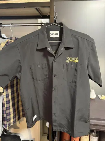 Schott 블랙 반팔 워크 셔츠