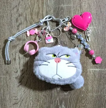 치샤 고양이 얼굴 파우치 포함 자라자라 키링