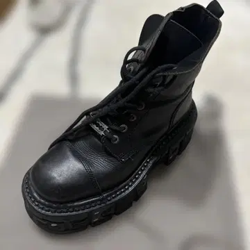 NEW ROCK [왼발만] 블랙 가죽 워크 부츠 통굽