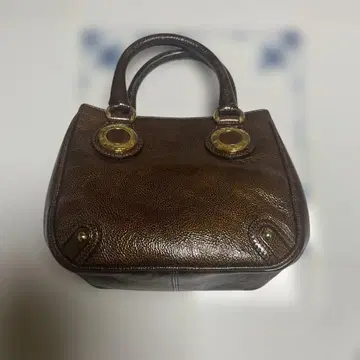 ETRO 브라운 가죽풍 핸드백 골드 컬러 반지 새상품급 사이즈감