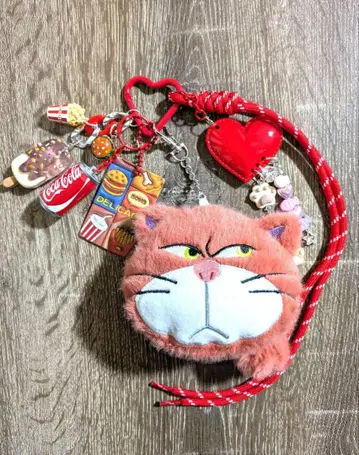 치샤 고양이 얼굴 파우치 포함 자라자라 키링