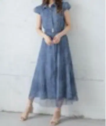 얇은 명주 그물 플레어 원피스