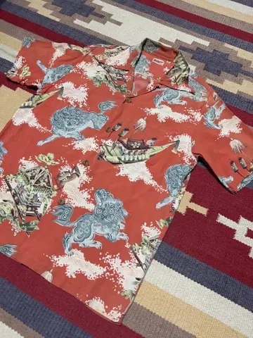 SUN SURF 알로하 셔츠 시사 사자춤