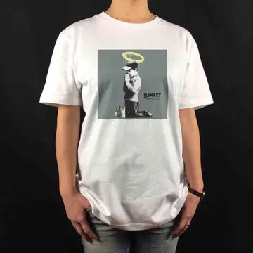 새상품 뱅크시 BANKSY 천사의 고리 페인트 페인트 소년 아트 티셔츠