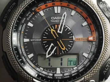 CASIO 프로트렉 PRG-550 아나디지 솔라 손목시계 작동 중 상자