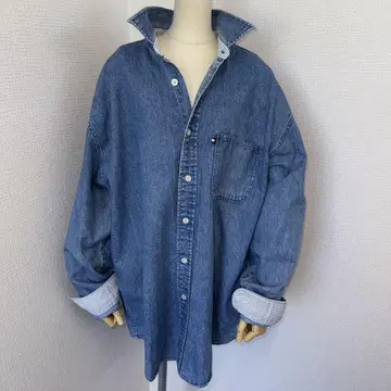 90s Tommy Hilfiger 데님 셔츠 오버 사이즈 M~XL