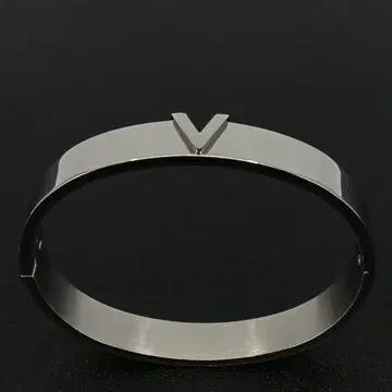 빈티지 실버 은 V 로마 심플 오픈 뱅글 로고