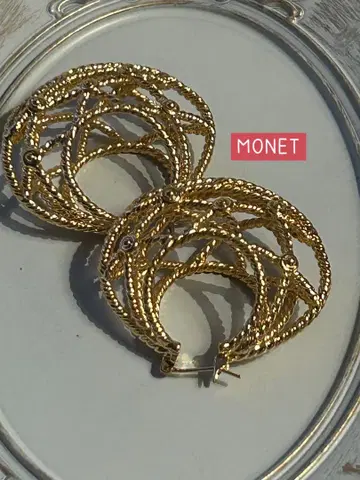 MONET 모네 골드 뜨개질 후프 귀걸이
