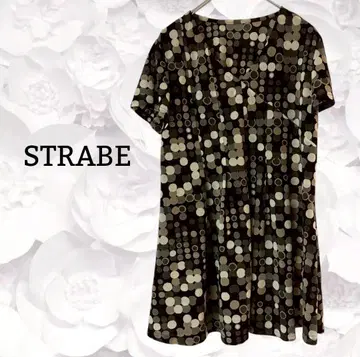 STRABE 튜닉 반팔 카슈쿨 [M] 블랙 도트/도트 얇은 소재