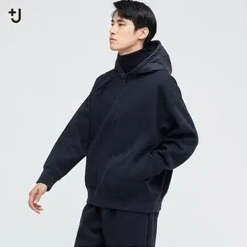 유니클로+J 드라이 맨투맨 하프 지퍼 후드티 질 샌더