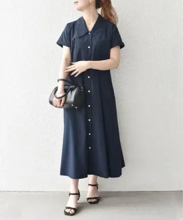 SHIPS any 쉽스 에니 플랫 칼라 V넥 플레어 원피스