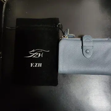 F.ZH 파랑 가죽 접이식 지갑