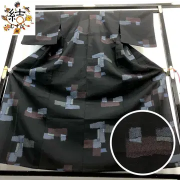 MK-1352 여름 기모노 얇은 명주 직물 사각 무늬 블랙 컬러