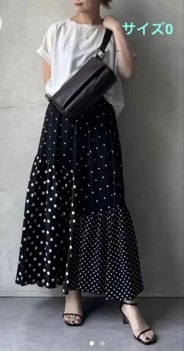 BEARDSLEY 새상품급 도트 패치워크 롱 스커트