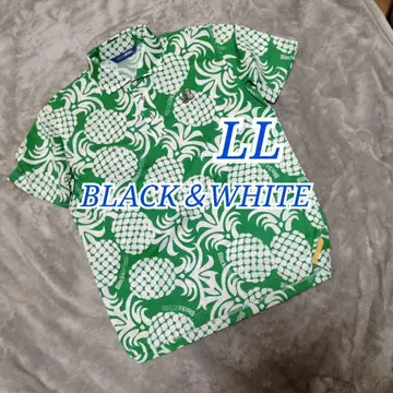 Black&White 블루 라벨 셔츠 LL 알로하 올 패턴 골프