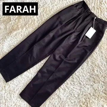 FARAH 택 포함 새상품 울 슬랙스 턱 팬츠 다크 브라운