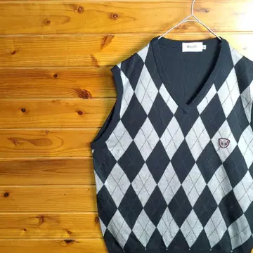 베스트 아가일 무늬 V 넥 블랙 그레이 XL LL 2TL 와펜 골프