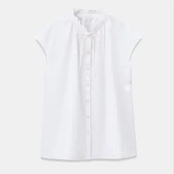 PLST 축구 스트라이프 개더 블라우스 (반팔) White 사이즈 S