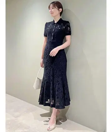 스나이델 SNIDEL 레이스 폴로 드레스 2025SS 블랙 S 사이즈