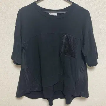 LASUD ACTIVE 블랙 티셔츠 포켓 부착