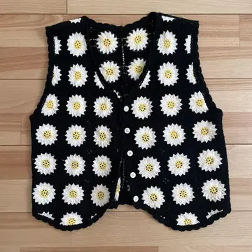 꽃무늬 크로셰 뜨개질 베스트 구제 의류