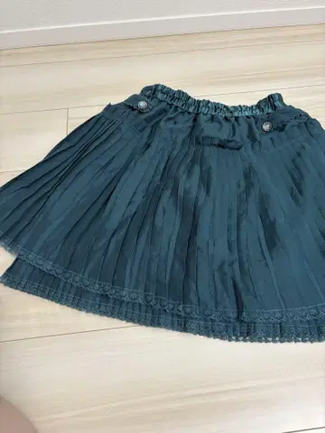 axesfemme 다크 그린 플리츠 레이스 미니 스커트