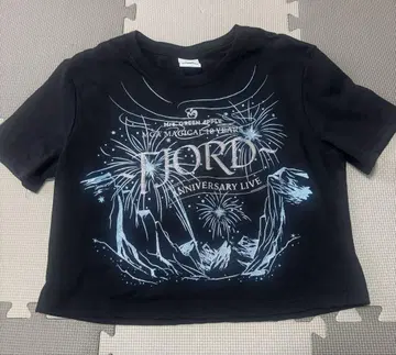 크롭 오모리 모토타카 FJORD 글리터 로고 티셔츠 블랙 라이브