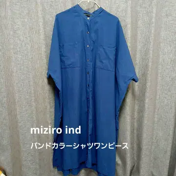 mizuiro ind 블루 밴드 카라 셔츠 원피스 반팔