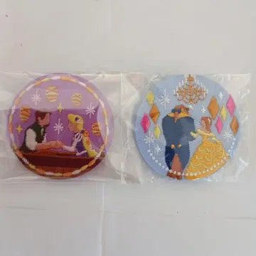 디즈니 자수 캔뱃지 라푼젤 벨 2개 세트