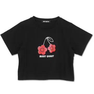 MARY QUANT 데이지 체리 티셔츠 (블랙)