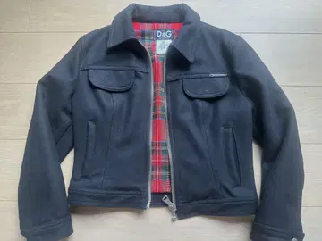 D&G 자켓 블루종 여성용 체크 무늬 블랙 울 XS