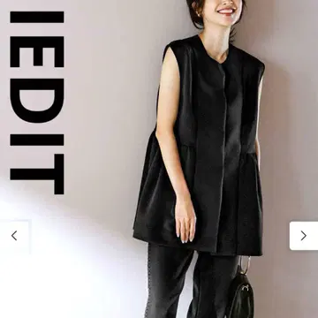 IEDIT 이디트 종이상자 컷 티셔츠 베스트 페플럼 블랙