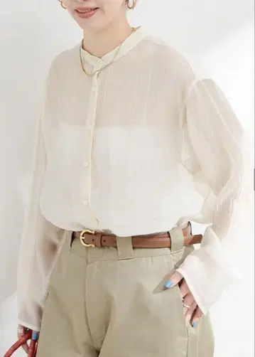 B.C STOCK 손세탁 가능/와셔 오간 백 드레이프 셔츠