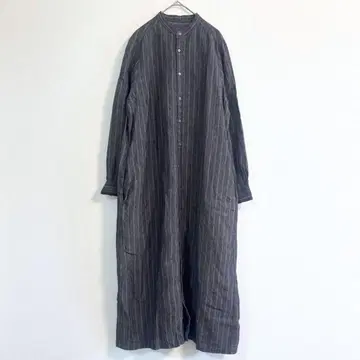 nestrobe 리투아니아 린넨 스트라이프 원피스 린넨 롱 셔츠